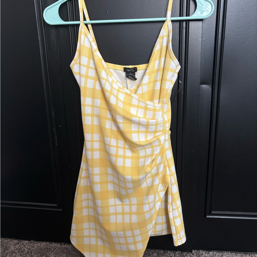 Rue21 Yellow Checkered Mini Dress